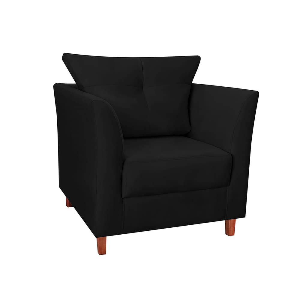Poltrona Cadeira Sofá Decorativa Isis Sala Estar Salão Beleza Suede Preto - LM DECOR