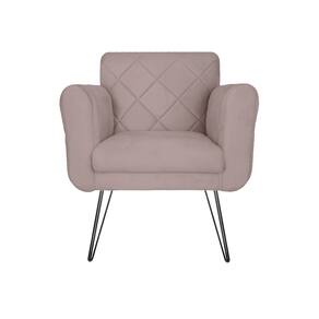 Poltrona Estofada Para Hall de Entrada Com Pés de Ferro Isabella Suede Rose - LM DECOR