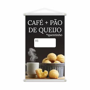 Banner Café E Pão De Queijo Cafeteria Preço Lona 60X40Cm