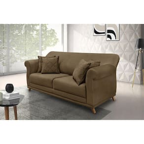 Sofá 2 Lugares 160cm Suede Arras Spezzia Decor Caramelo