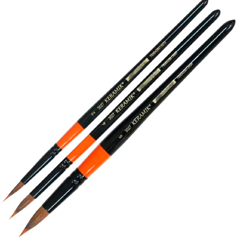 Kit pincel aquarela Tanque série 3027 nº 2, 4 e 6 Keramik