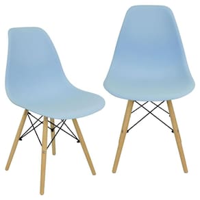 Kit 2 Cadeiras Charles Eames Eiffel Wood Design - Azul Claro