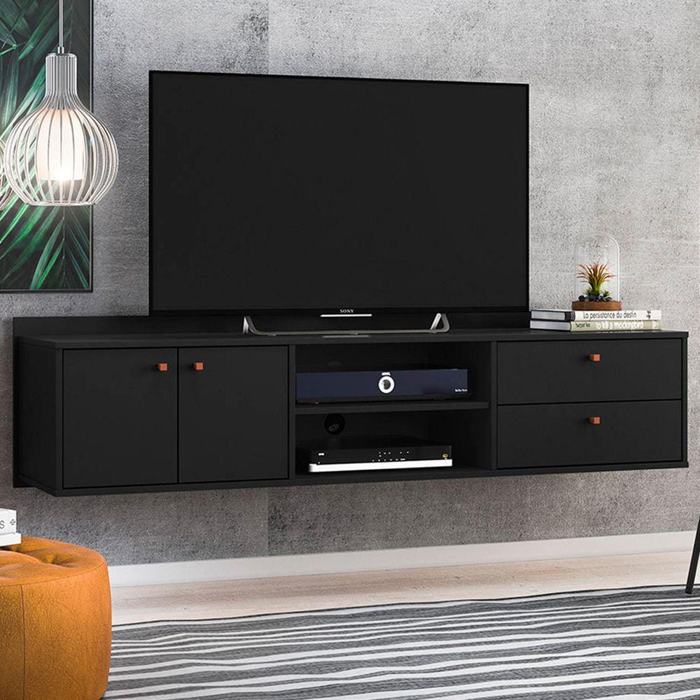 Rack para TV Até 60 Polegadas Rack Suspenso Torrens Preto - Olivar Móveis