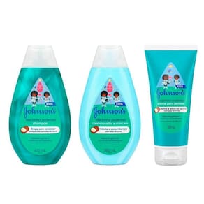 Kit Johnson`s Baby BlackinhoPoderoso Shampoo + Condicionador + Creme para Pentear