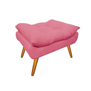 Puff Banco Estofado Decorativo Para Salão de Beleza Karen Suede Rosa Barbie - LM DECOR