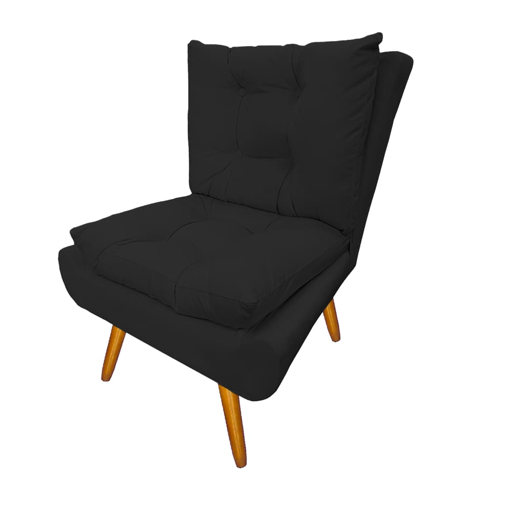 Poltrona Decorativa Estofada Recepção Consultório Clínica Karen Corano Preto - LM DECOR
