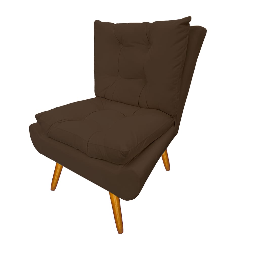 Jogo 2 Poltronas Decorativa Estofada Para Sala de Visitas Karen Suede Marrom - LM DECOR