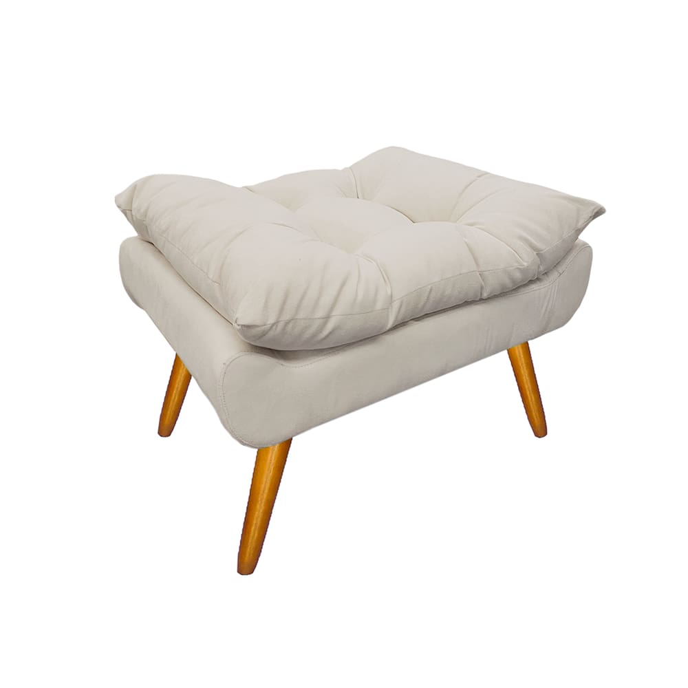 Puff Banco Estofado Decorativo Para Salão de Beleza Karen Suede Bege - LM DECOR