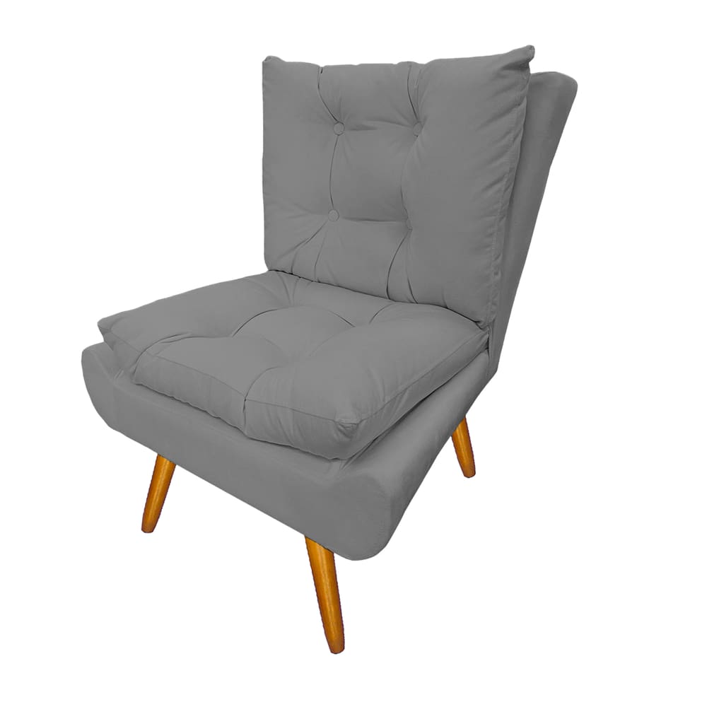 Kit 2 Poltronas Decorativa Estofada Pés Palito Para Escritório Karen Suede Cinza - LM DECOR