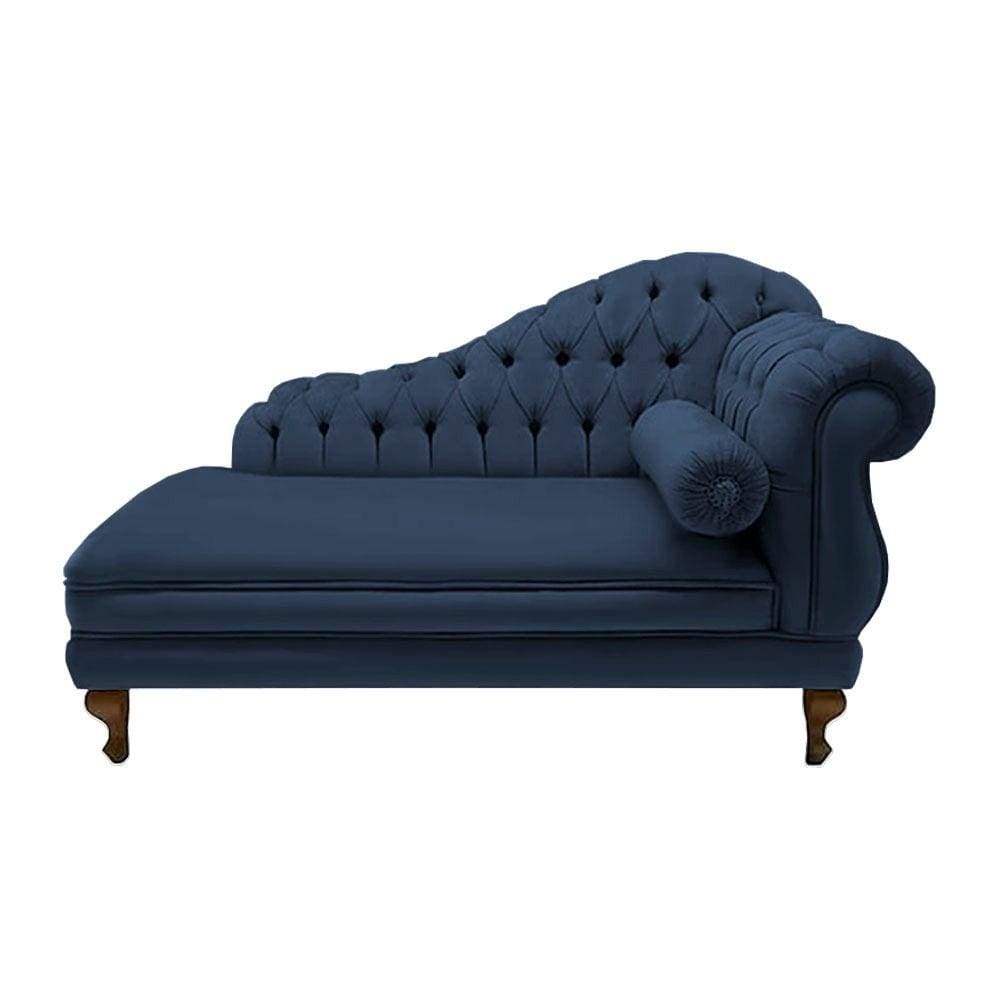 Divã Recamier Namoradeira Larissa 150cm Suede Azul Marinho - LM DECOR