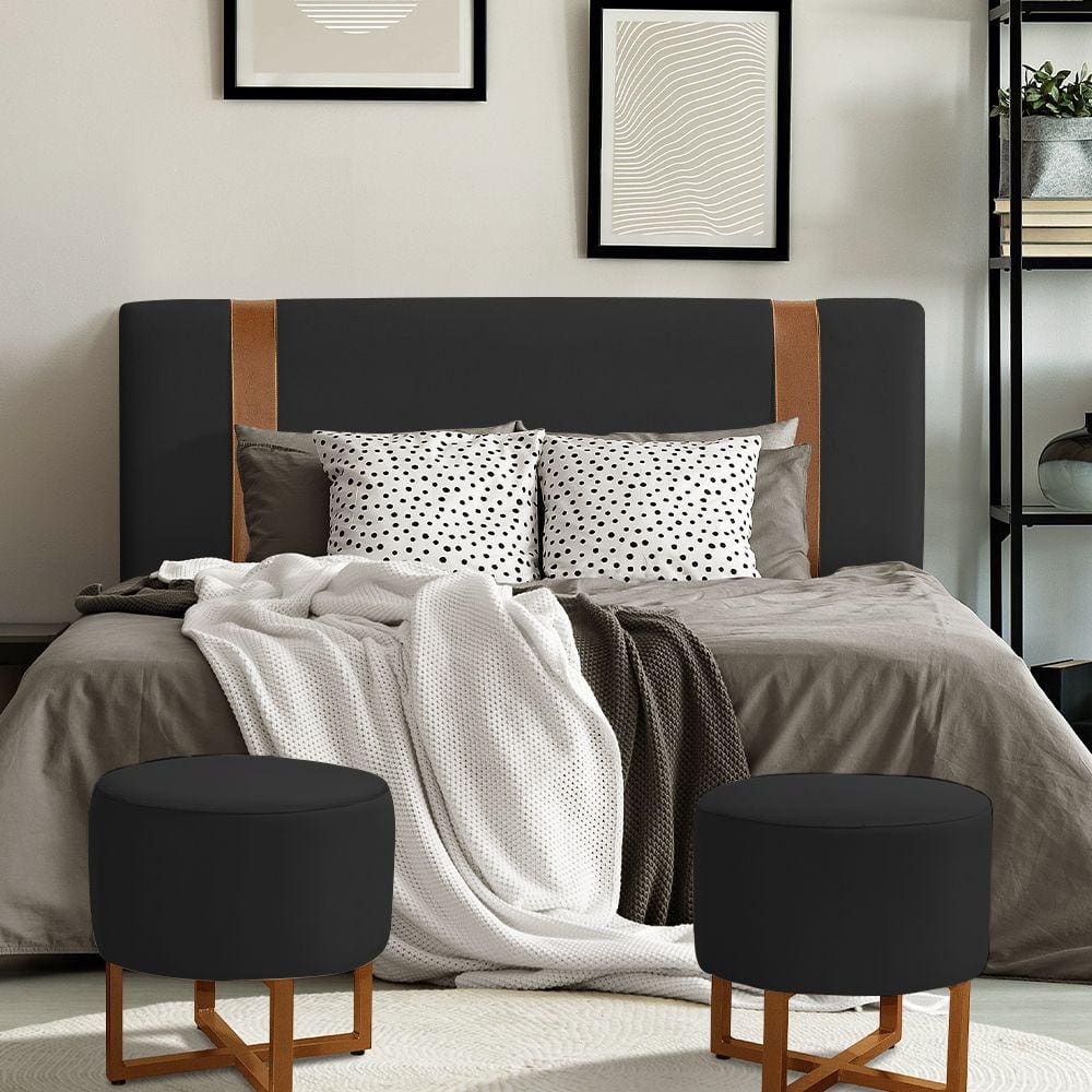 Cabeceira Zeus 160cm Estofada Veludo Preto