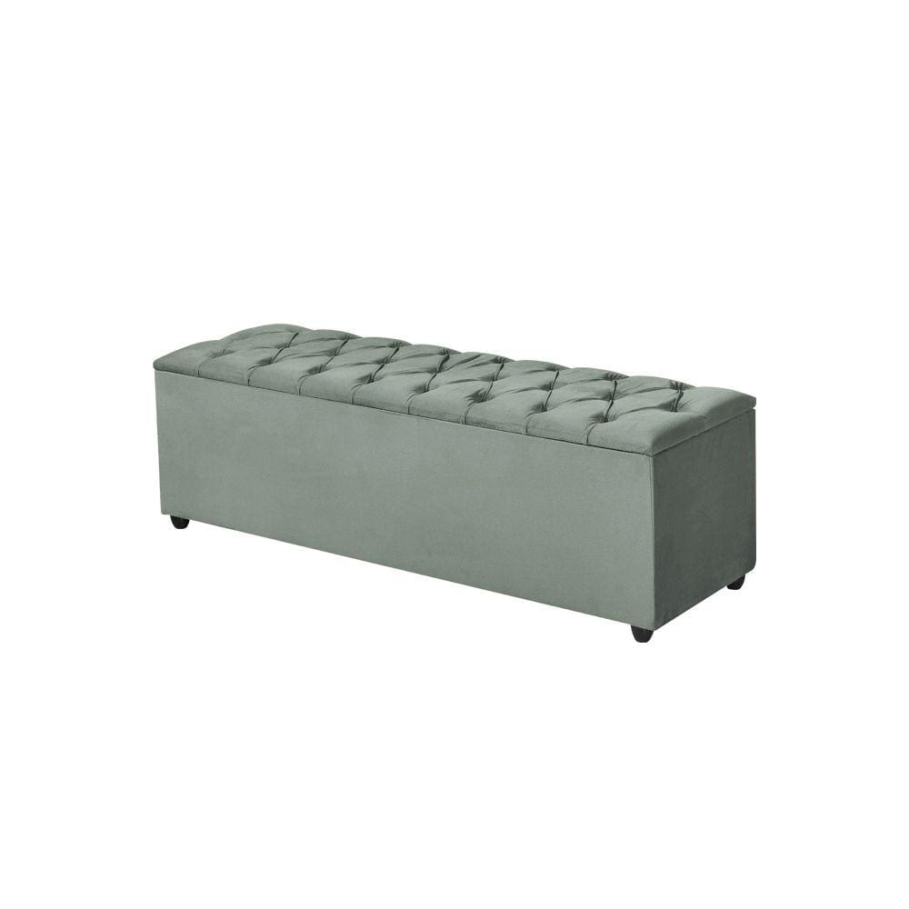 Recamier Baú Liverpool 155cm Veludo Cinza