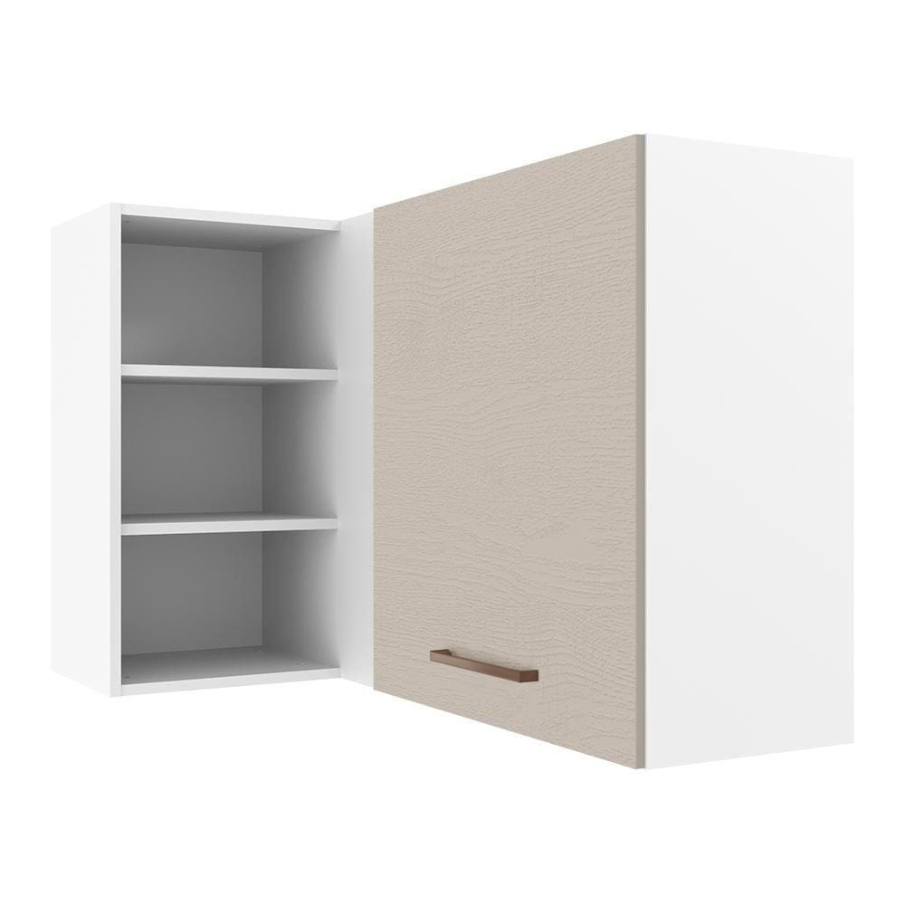 Armário Aéreo de Canto 1 Porta para linha de 60 cm de profundidade Branco/Crema Agata Madesa
