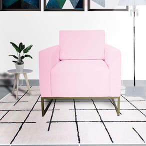 Kit 2 Poltronas Decorativa Com Base de Ferro Sala de Espera Leticia Pé Ferro Corano Rosa Bebe - LM DECOR