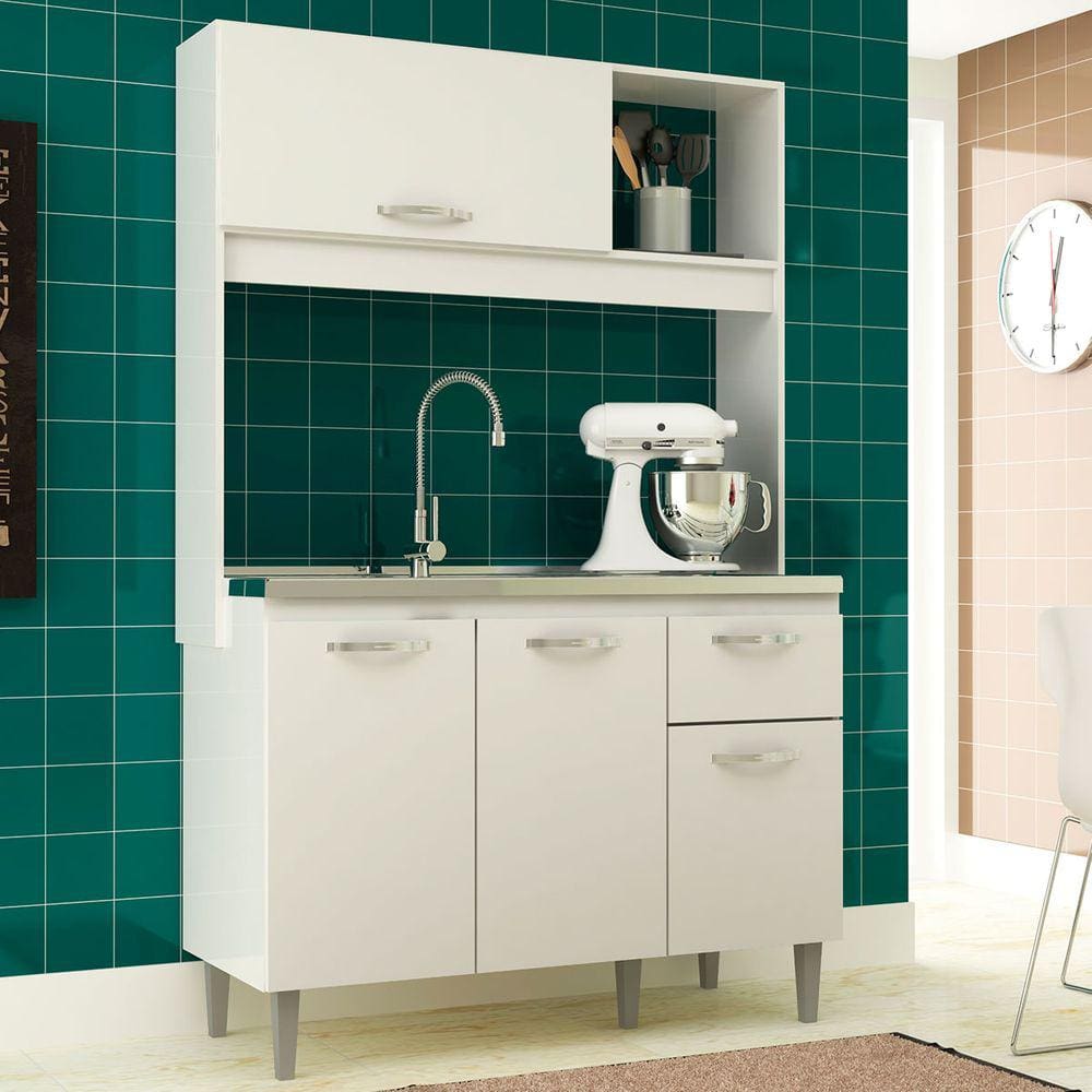 Cozinha Compacta Katy 4 Portas 1 Gaveta Branco - Irm Móveis