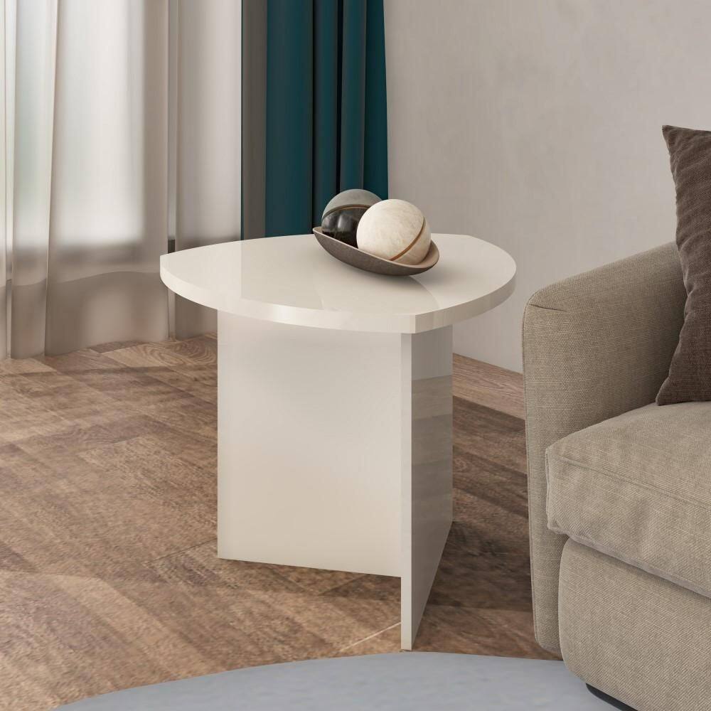 Mesa de Apoio Lateral Pequena de Canto Sofá MDF Para Sala de Estar Multiuso Decoração Off White