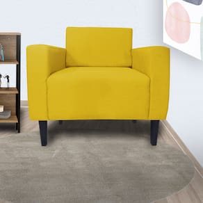 Poltrona Estofada Para Sala de Espera Leticia Slim Corano Amarelo - LM DECOR