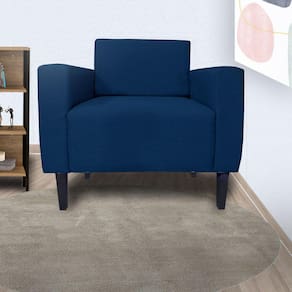Poltrona Estofada Para Quarto Closet Leticia Slim Suede Azul Marinho - LM DECOR