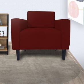 Poltrona Estofada Para Quarto Closet Leticia Slim Suede Vermelho Bordo - LM DECOR