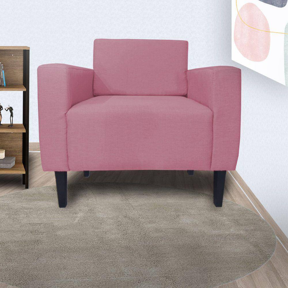 Poltrona Estofada Para Quarto Closet Leticia Slim Suede Rosa Barbie - LM DECOR
