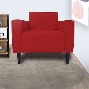 Poltrona Estofada Para Quarto Closet Leticia Slim Corano Vermelho - LM DECOR