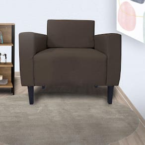 Poltrona Estofada Para Quarto Closet Leticia Slim Suede Marrom - LM DECOR