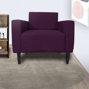 Poltrona Estofada Para Sala de Espera Leticia Slim Suede Roxo - LM DECOR