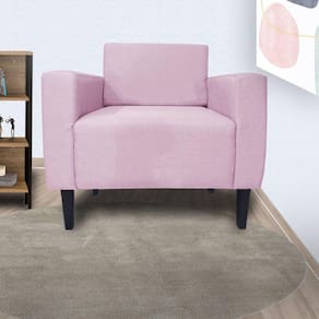 Poltrona Estofada Para Sala de Espera Leticia Slim Corano Rosa Bebe - LM DECOR