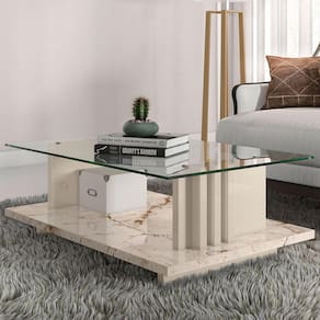 Mesa de Centro Frizz Calacata/Off White - Madetec