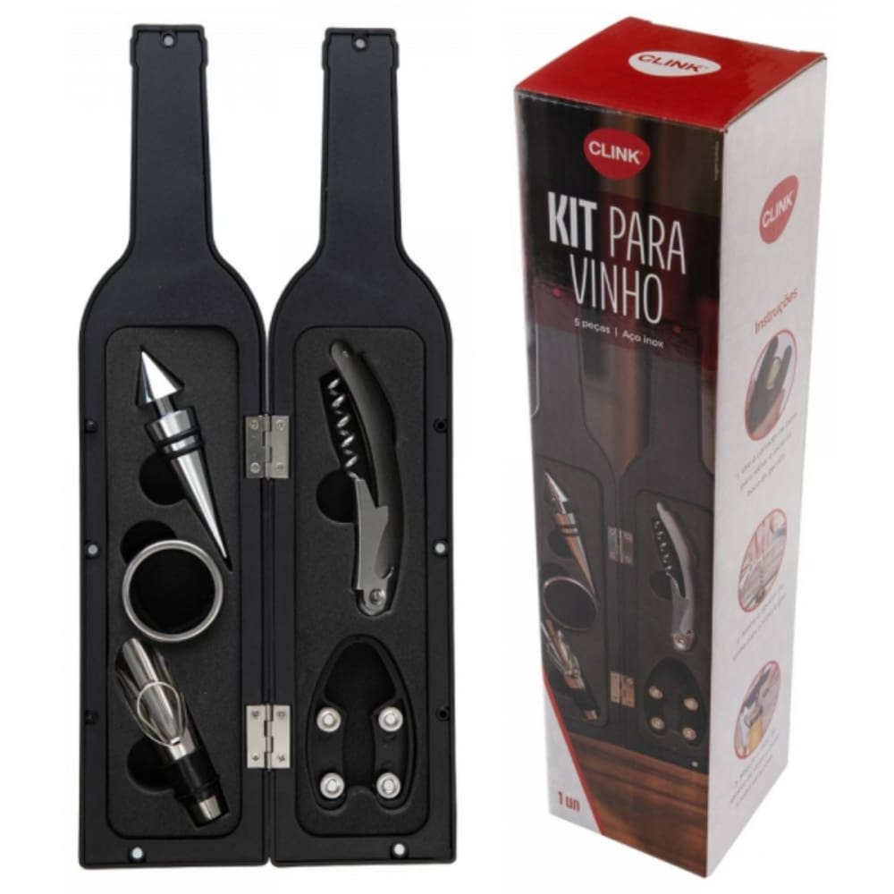 Kit Vinho 5 Peças Aço Inox