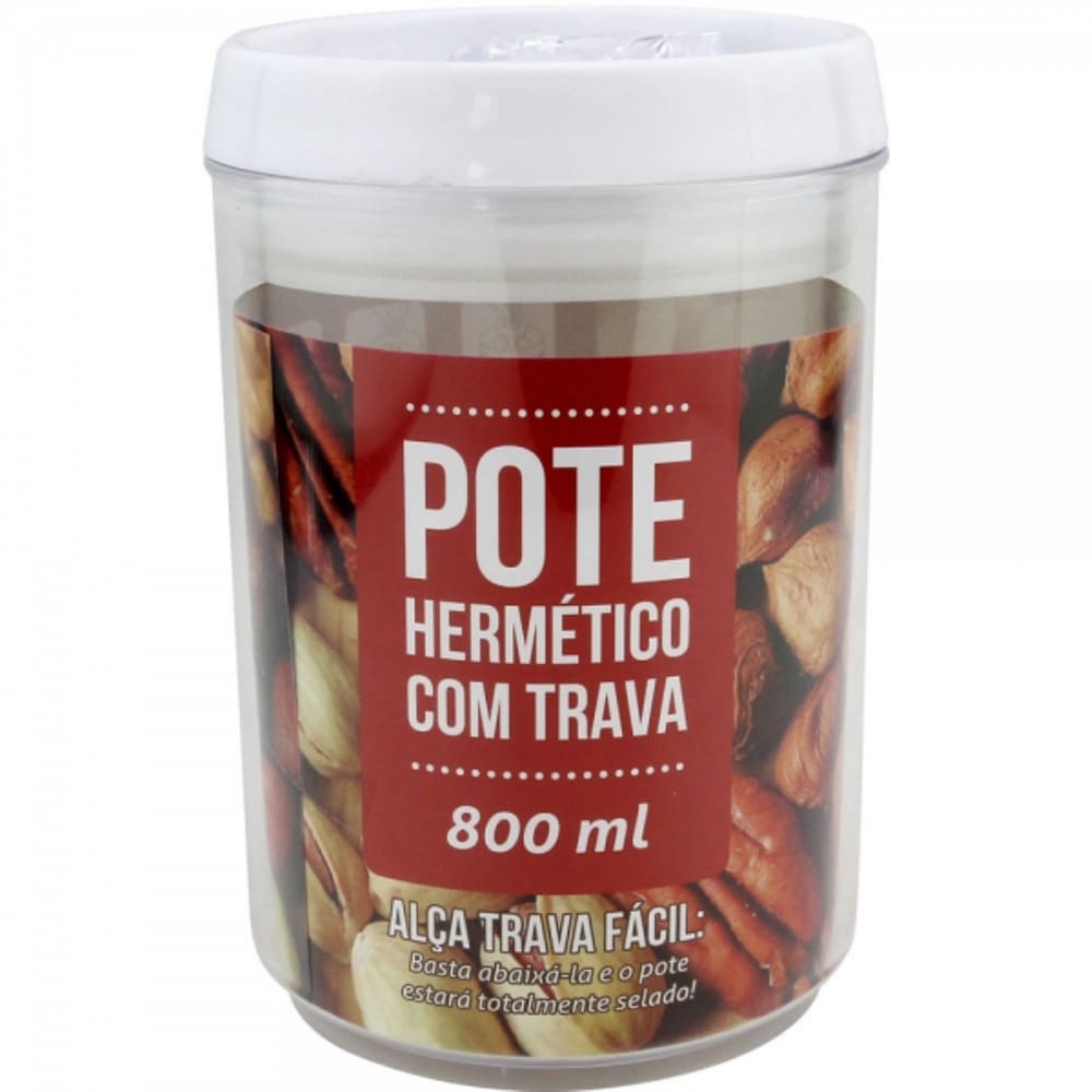 Pote Trava Hermetico Plastico Circular 800ML