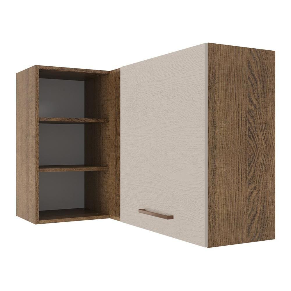 Armário Aéreo de Canto 1 Porta para linha de 60 cm de profundidade Rustic/Crema Agata Madesa