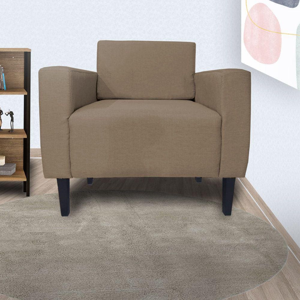 Combo 2 Poltronas Estofadas Para Consultório Leticia Slim Suede Cappuccino - LM DECOR