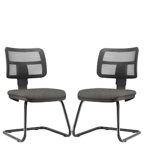 Kit 02 Cadeiras De Escritório Fixa L02 Zip Cinza Escuro