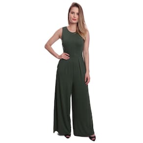 Macacão Pantalona Feminino Longo Social Com Bolsos Elegante