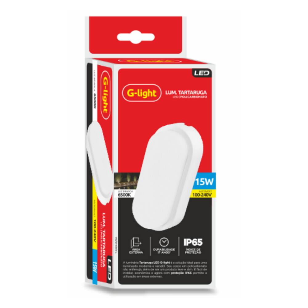 Luminária Tipo Tartargura Led Branca Autovolt 6500k - Luz Branca - 15W