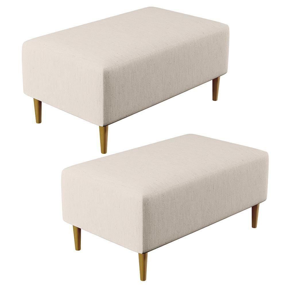 Kit 02 Puffs Cléo W01 Pés Palito 90 Cm Linho Cru