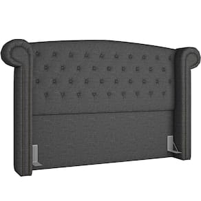 Cabeceira Cama Box Casal Com Tachas 140 Cm Sofia P05 Linho Cinza Escuro - Lyam Decor