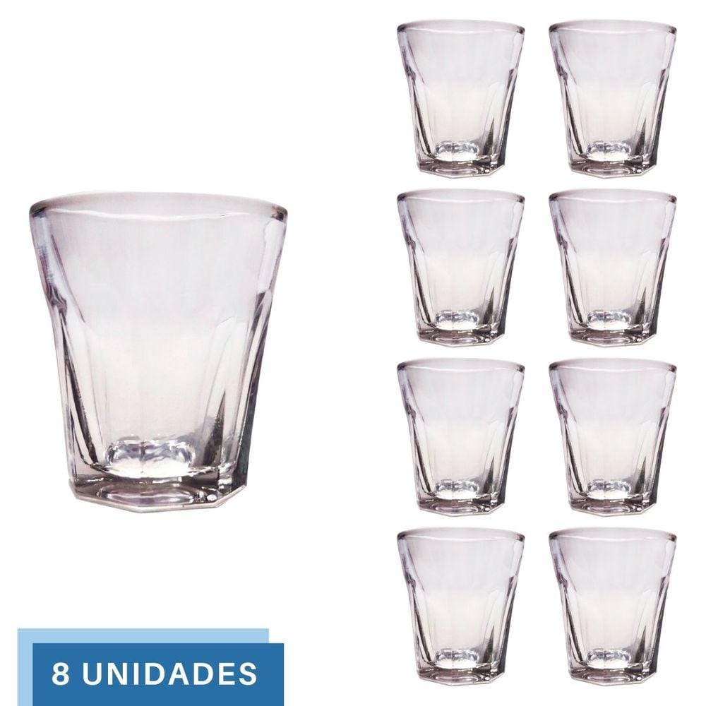 Kit 8 Copos Shot Dose Vidro Tequila Vodka Cachaça 45mL Bar