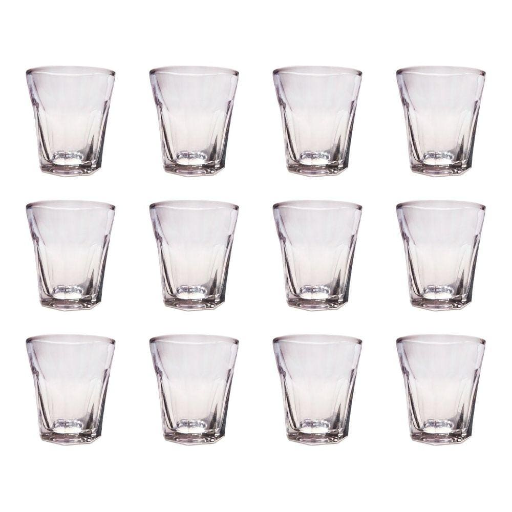 Jogo 12 Copos Shot Vidro Cachaça Vodka Tequila Dose 45mL Bar