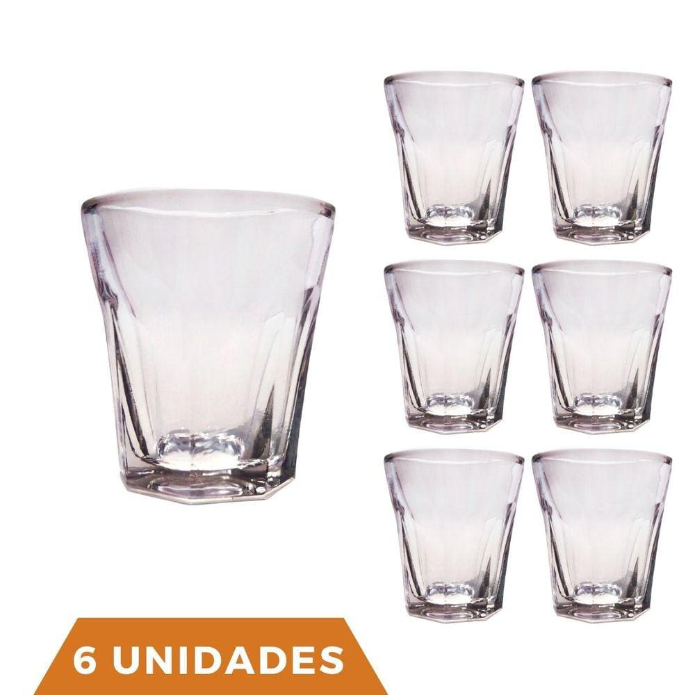Jogo Copos Shot 6 Peças Vidro Bar Cachaça Tequila Dose 45ml