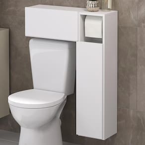 Armário Banheiro Para Vaso Sanitário C/ Suporte Papel Higiênico E 2 Portas Multimóveis Mp5028 Branco