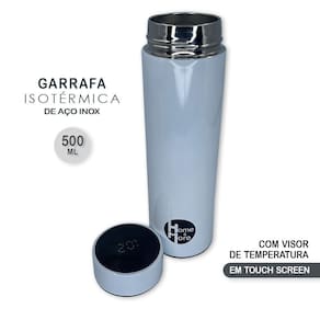 Garrafa Isotérmica Em Aço Inox 500Ml Com Led - Branco