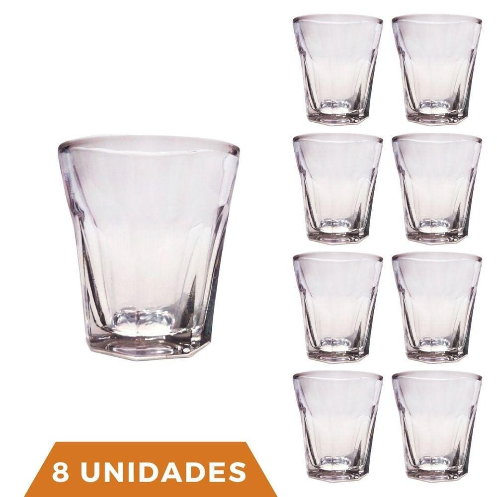 Jogo Copos Shot 8 Peças Vidro Bar Cachaça Tequila Dose 45ml
