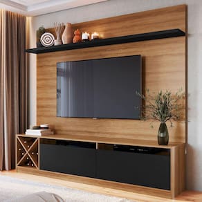 Rack Com Painel Para Tv Até 60 Polegadas 2 Portas 2023 Mn/Ptx Montana/Preto - Quiditá Móveis
