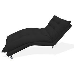 Chaise Divã Espreguiçadeira Estofada Salão de Beleza Diva Suede Preto - LM DECOR