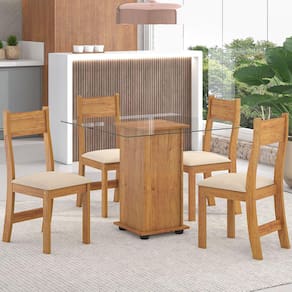 Mesa de Jantar 4 Lugares Luminare Nude - Viero Móveis