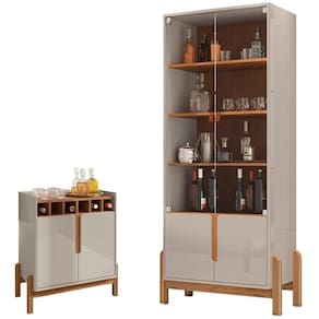 Barzinho 2 Portas 50522 E Cristaleira Para Sala 50519 Off White Cedro Dcasa Off White Cedro