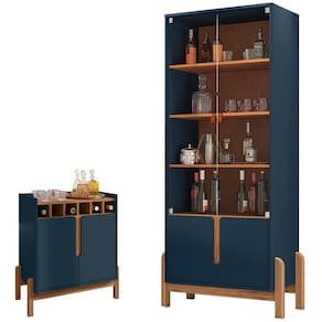 Barzinho 2 Portas 50522 E Cristaleira Para Sala 50519 Azul Cobalto Cedro Dcasa Azul Cobalto Cedro