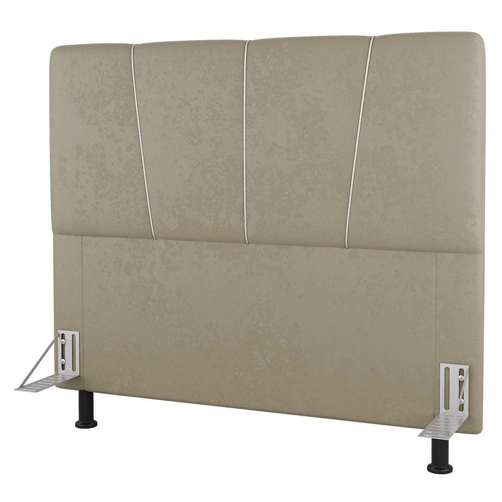 Cabeceira Cama Box Casal Queen Size Amber 160cm Estofada Suede Bege - Desk Design